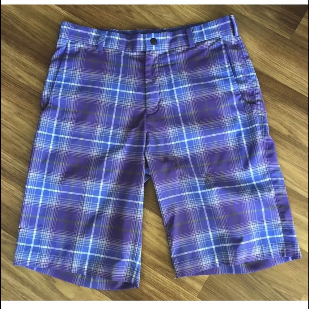 ⬇️NIKE GOLF Tour Dri-Fit Purple Plaid Shorts Sz 32